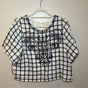 Anthropologie Embroidered Linen Top